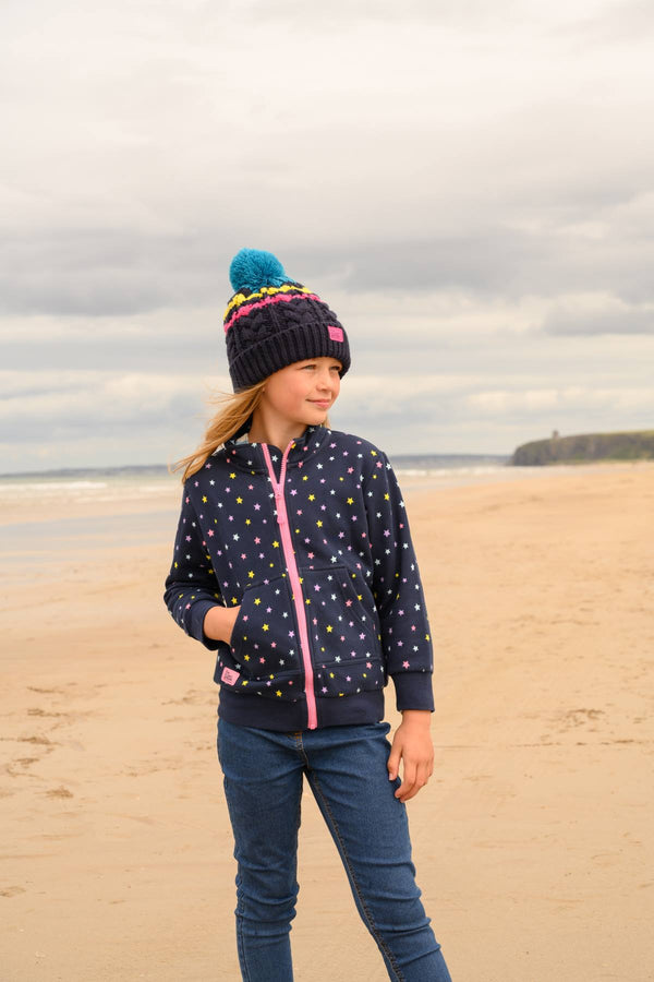 Ava Full Zip Top - Navy Star Print-Lighthouse