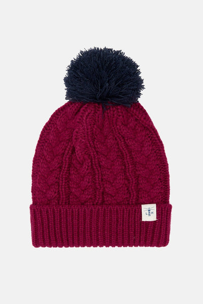 Hannah Bobble Hat Redcurrant Navy Target Dry