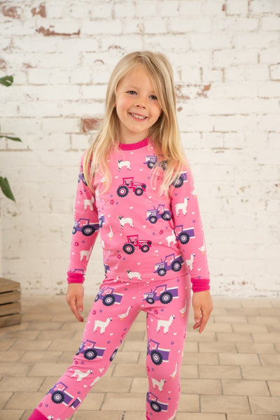 Girls' Pink Purple Tractor Print| Lighthouse Target Dry