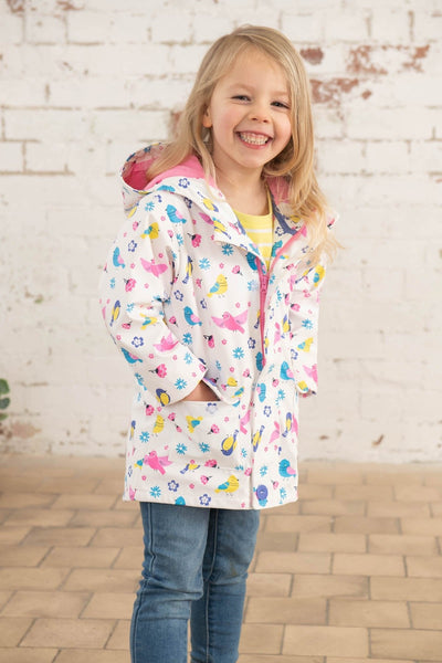Heidi. Girls Waterproof Jacket Bird Print Lighthouse Target Dry