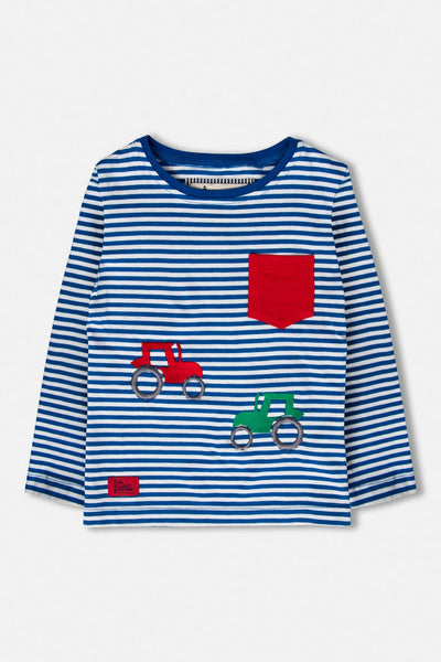 Oliver Boys Top - Ocean Tractor Stripe