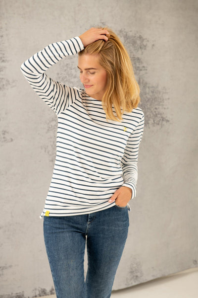 Causeway Breton Top - Cloud Midnight Stripe with Yellow Zip