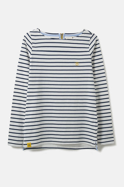 Causeway Women's Navy Breton Striped Long Sleeve Top