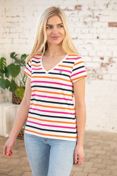 Ariana Tee - Orange Pink Stripe-Lighthouse