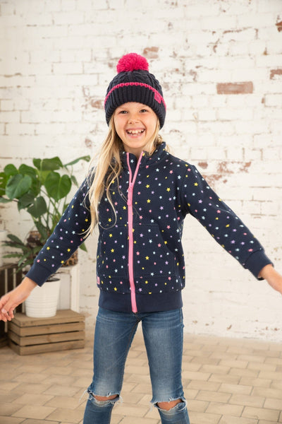 Ava Full Zip Top - Navy Star Print-Lighthouse