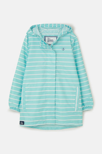 Cara Kids Rain Parka - Soft Turquoise Stripe-Lighthouse