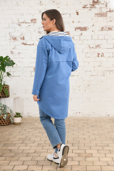 Long Beachcomber Jacket - Marine Blue-Lighthouse