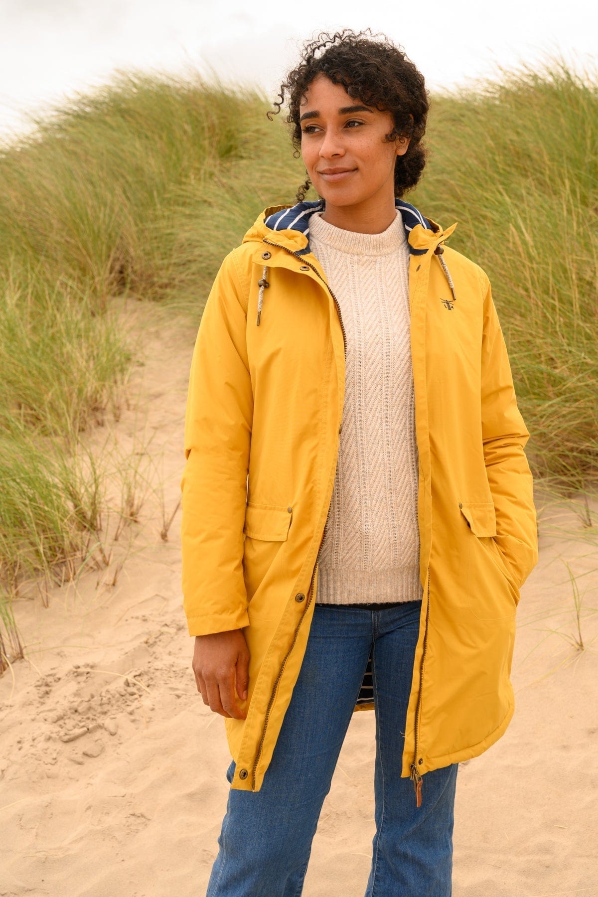 Long Iona 3/4 Length Padded Raincoat Lighthouse Target Dry