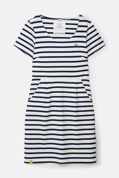 Lydia Dress - Cloud Midnight Stripe-Lighthouse