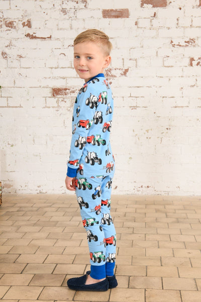 Pyjamas - Blue Tractor Print-Lighthouse