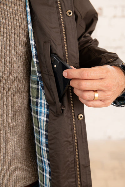 Stockman Mens Full Length Waterproof Rain Coat - Chocolate