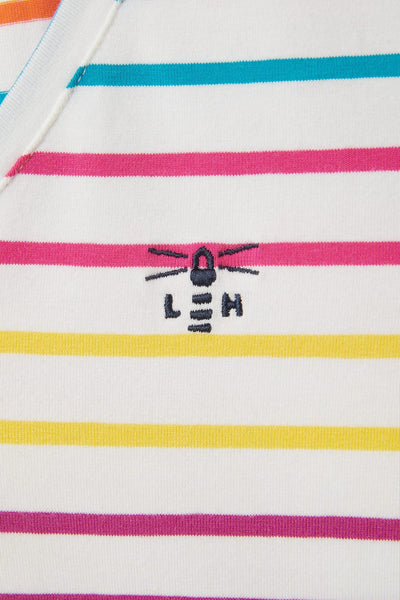 Ariana women's top, Teal Pink Stripe