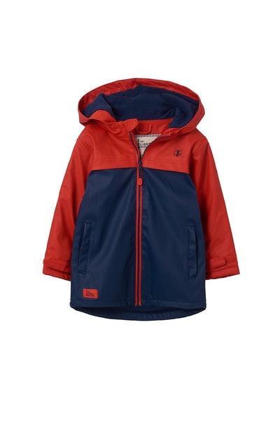 Adam Rubberised Coat - Red Navy Solid