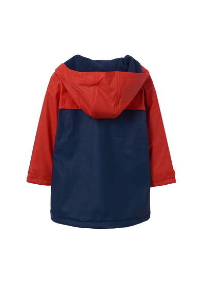 Adam Rubberised Coat - Red Navy Solid