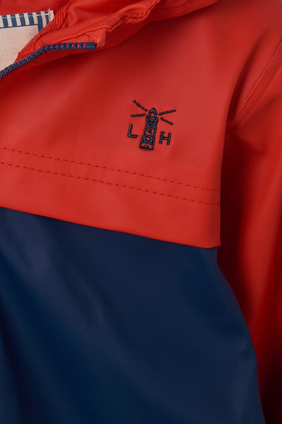 Adam Rubberised Coat - Red Navy Solid
