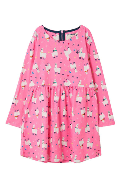Ellie Girls Dress - Llama Print
