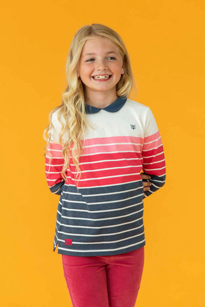Emmie Jersey Top - Blue Pink Stripe