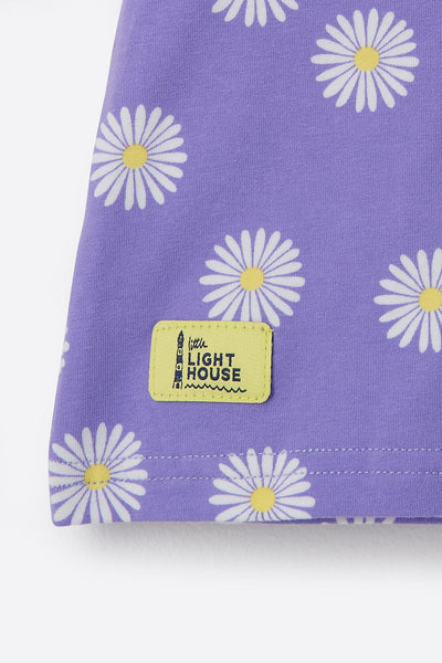 Causeway Short Sleeve - Lilac Daisy Print