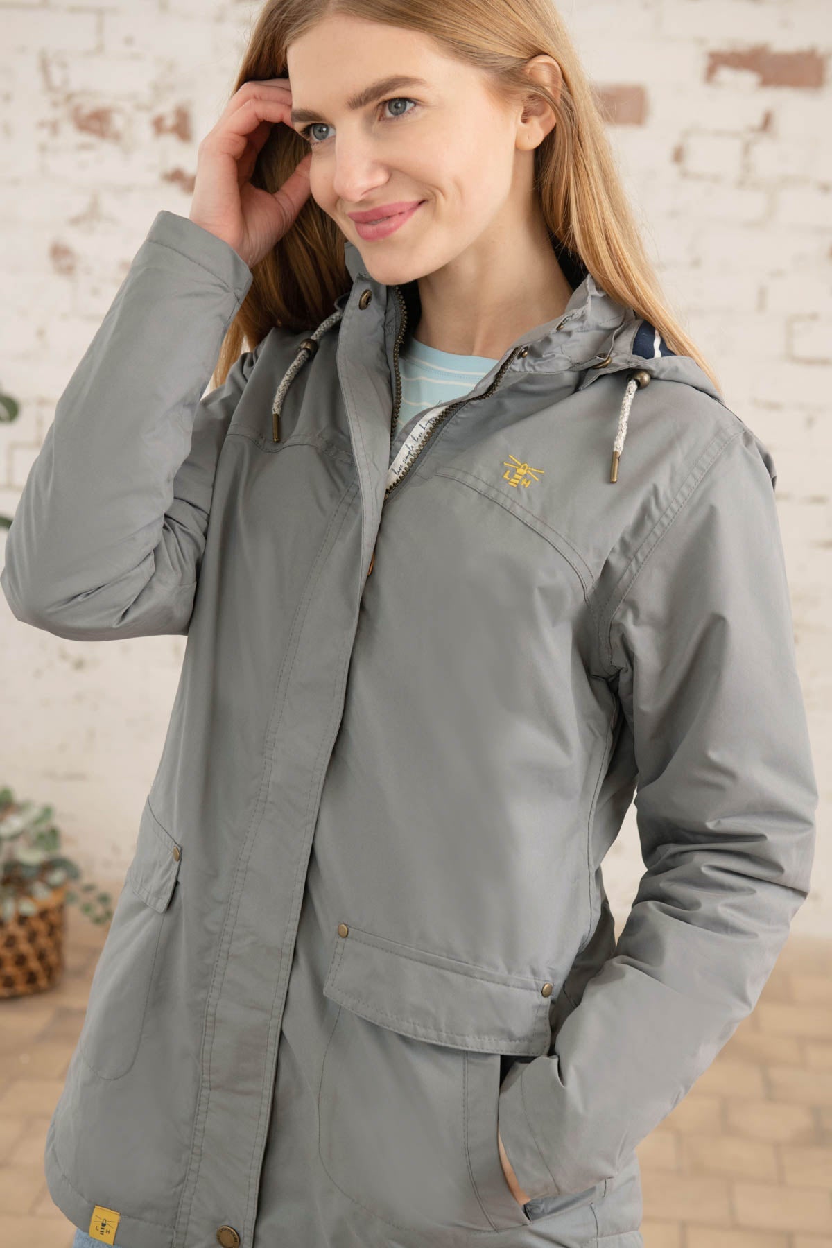 Grey waterproof coat sale