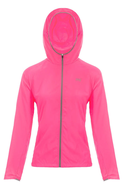 Mac in a Sac ULTRA Breathable Packable Running Jacket Neon Pink Hood