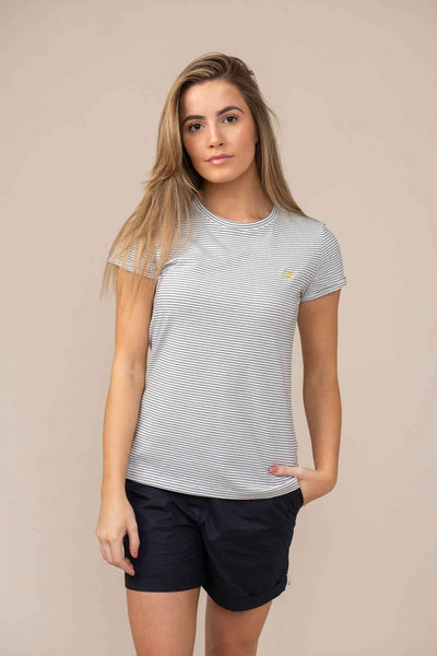 Lighthouse Seashore Women's T-Shirt Cloud Midnight Stripe