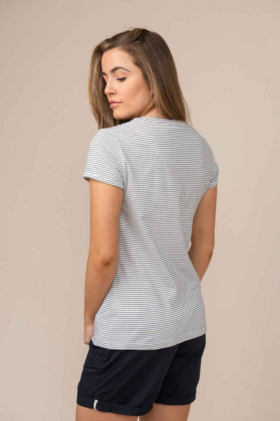 Lighthouse Seashore Women's T-Shirt Cloud Midnight Stripe