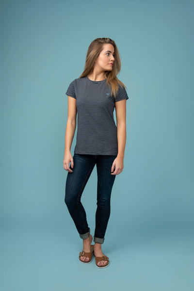 Lighthouse Seashore Women's T-Shirt Midnight Stripe