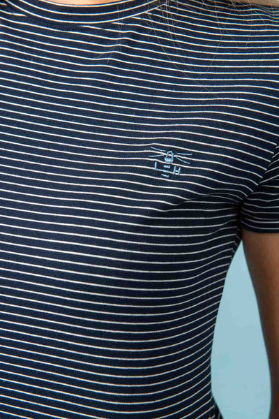 Lighthouse Seashore Women's T-Shirt Midnight Stripe