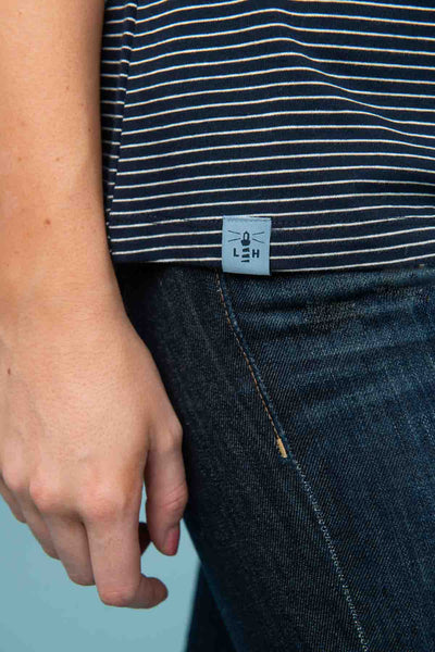 Lighthouse Seashore Women's T-Shirt Midnight Stripe