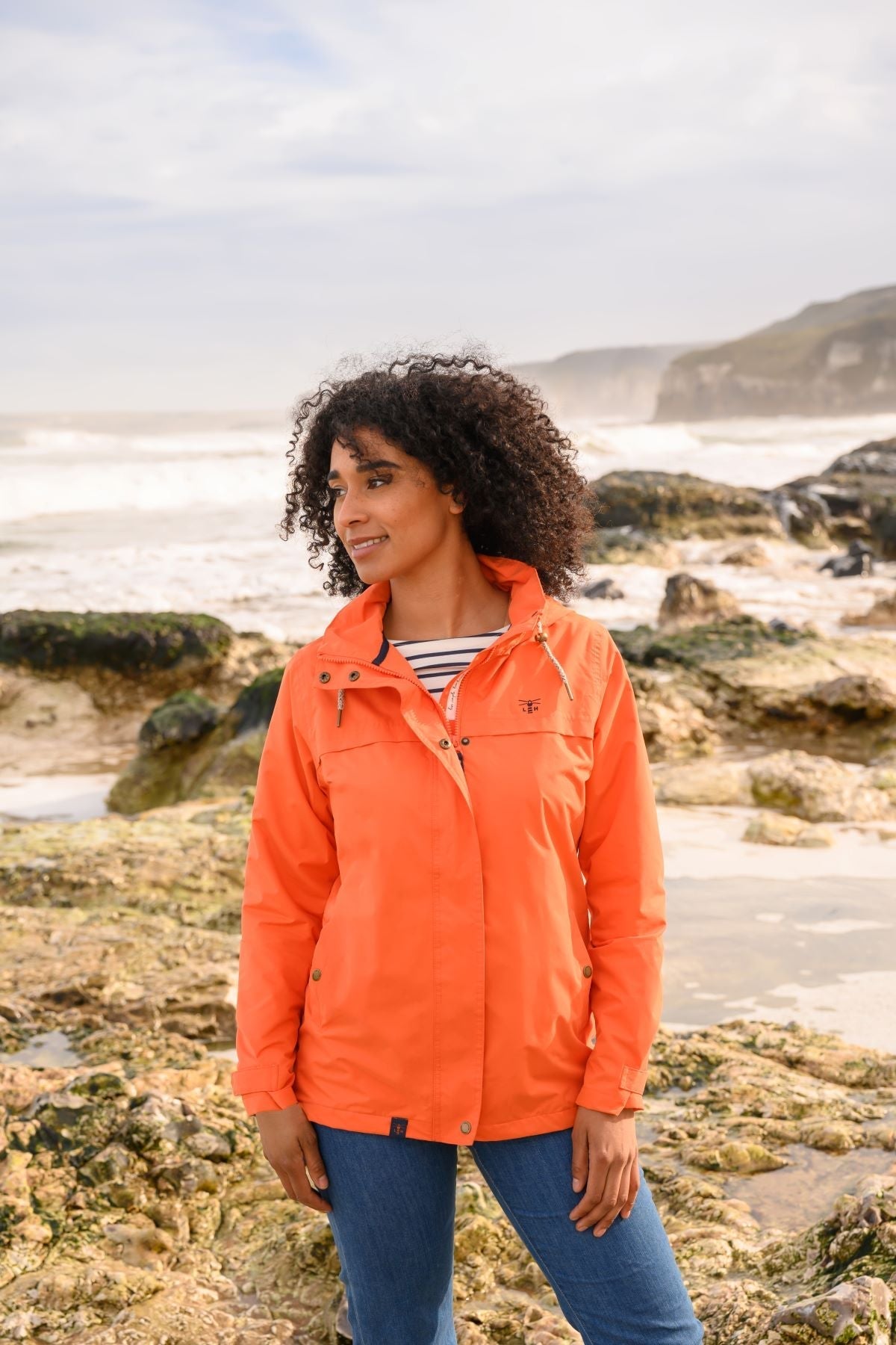 Orange rain jacket women's shop