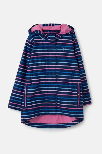 Charlotte girls' waterproof parka, Blue Pink Stripe