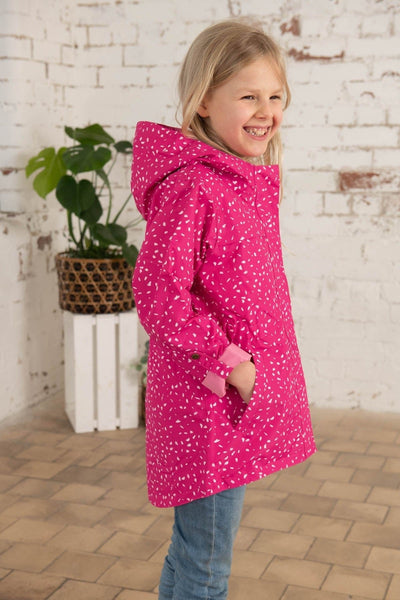 Charlotte girls' waterproof parka, Bright Pink Print 