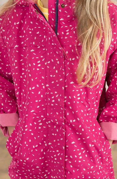 Charlotte girls' waterproof parka, Bright Pink Print 