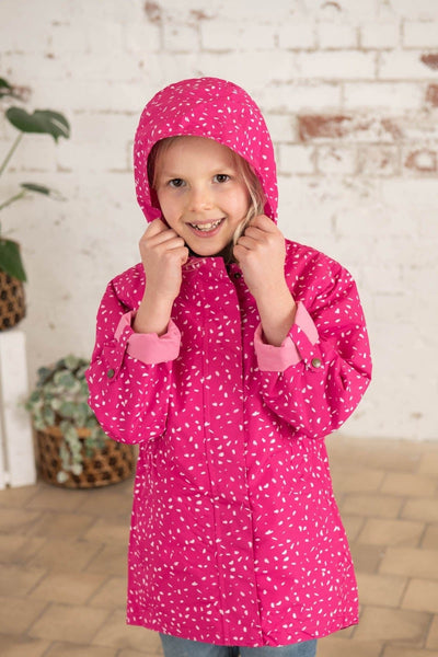 Charlotte girls' waterproof parka, Bright Pink Print 