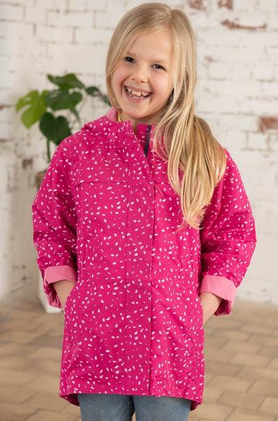 Charlotte girls' waterproof parka, Bright Pink Print 