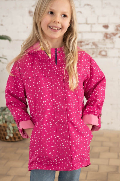 Charlotte girls' waterproof parka, Bright Pink Print 