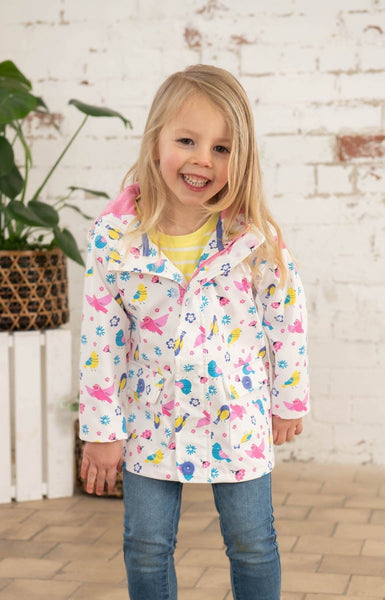 Heidi girls' waterproof jacket, Bird Print
