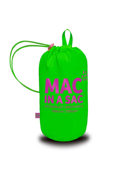 Mac in a Sac MINI Neon Kids Waterproof Packaway Jacket, Neon Green, Packed