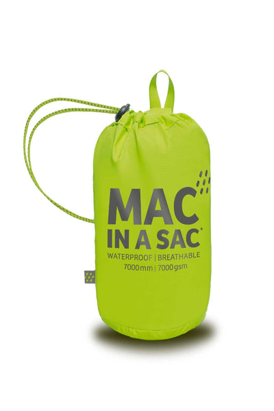 Mac in a Sac Origin Unisex Waterproof Packaway Jacket, Lime Punch, Packed in Sack