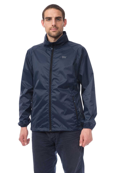 Mac in a Sac Origin, Unisex Waterproof Packaway Jacket, Navy, worn by model (front view)