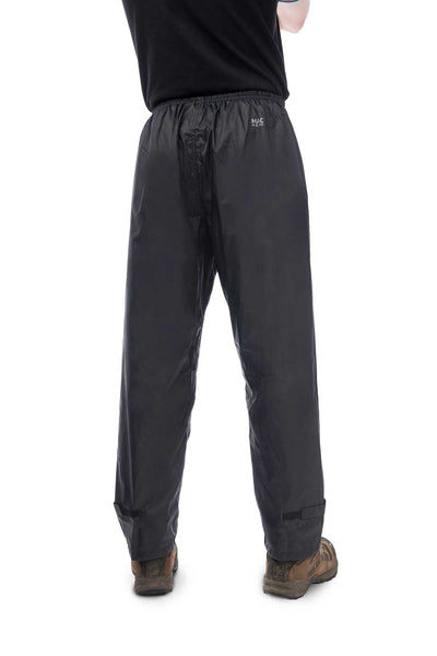 Mac in a Sac Origin Waterproof Packaway Overtrousers in Jet Black, Back View, Modelled