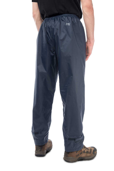 Mac in a Sac Origin Waterproof Packaway Overtrousers in Navy, Back View, Modelled