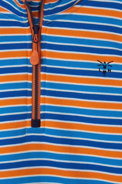 Riley boys' half-zip sweatshirt, Blue Orange Stripe