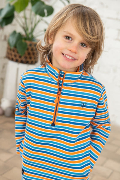 Riley boys' half-zip sweatshirt, Blue Orange Stripe