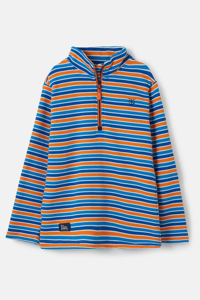 Riley boys' half-zip sweatshirt, Blue Orange Stripe